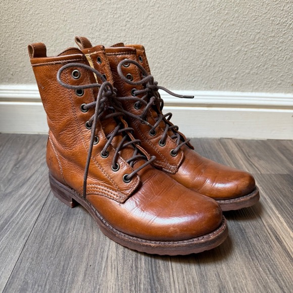 Frye Veronica Combat Boot Women´s 6.5 Cognac Classic...